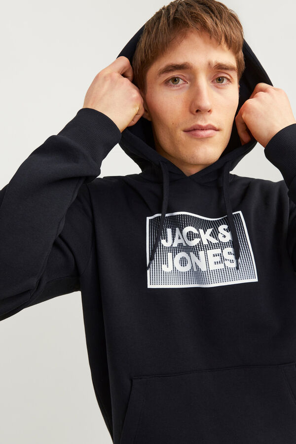 Jack & Jones Sweatshirt com capuz padr&atilde;o preto