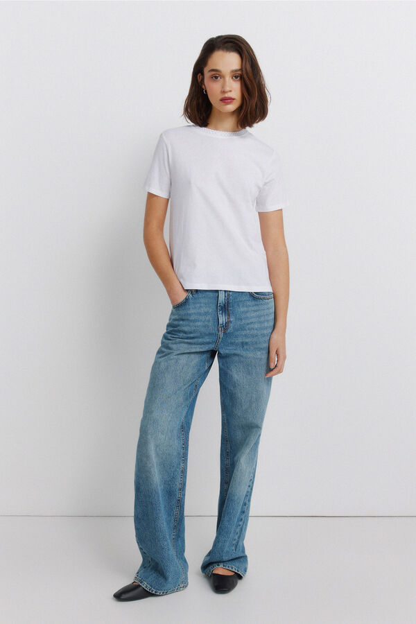 Springfield Camiseta manga corta tachas blanco