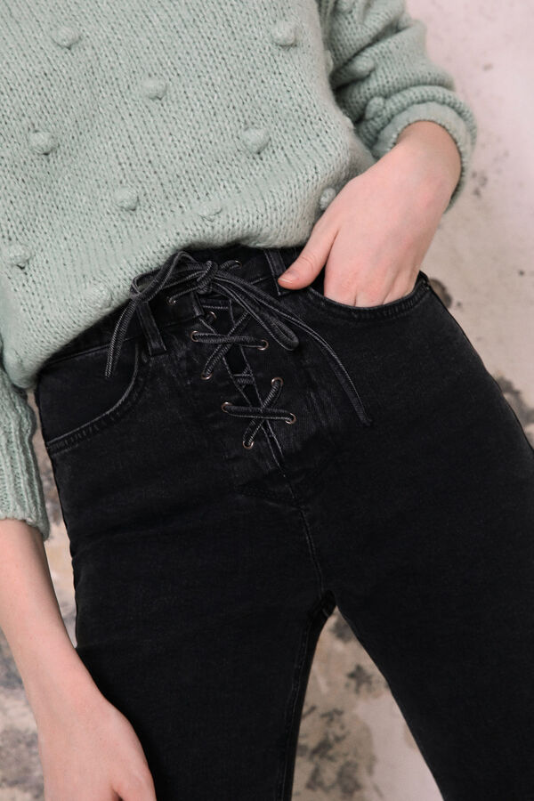 Springfield Jeans ziguezague flare algodão orgânico preto