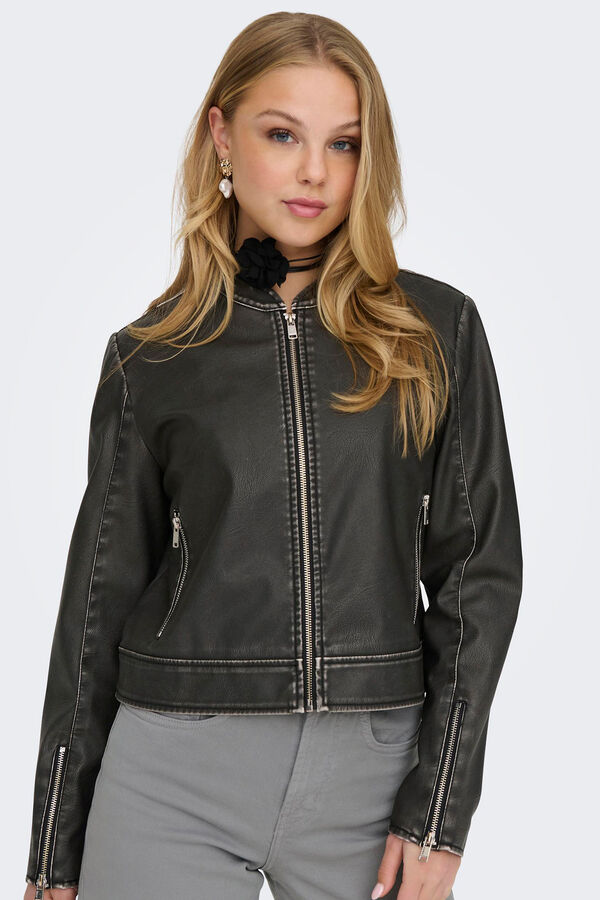 Only Jacke Lederimitat  preto