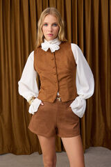 Trendyol Top efeito camur&ccedil;a abotoado cru