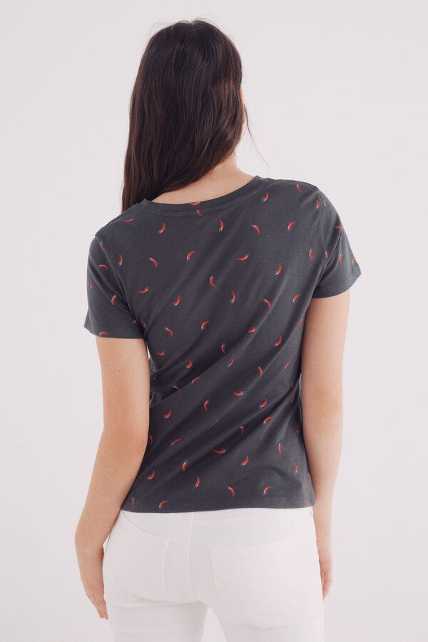 Springfield Camiseta estampado de frutas cinzento