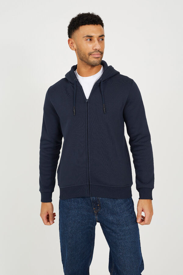 Brave Soul Sweatshirt com capuz e fecho-&eacute;clair azul