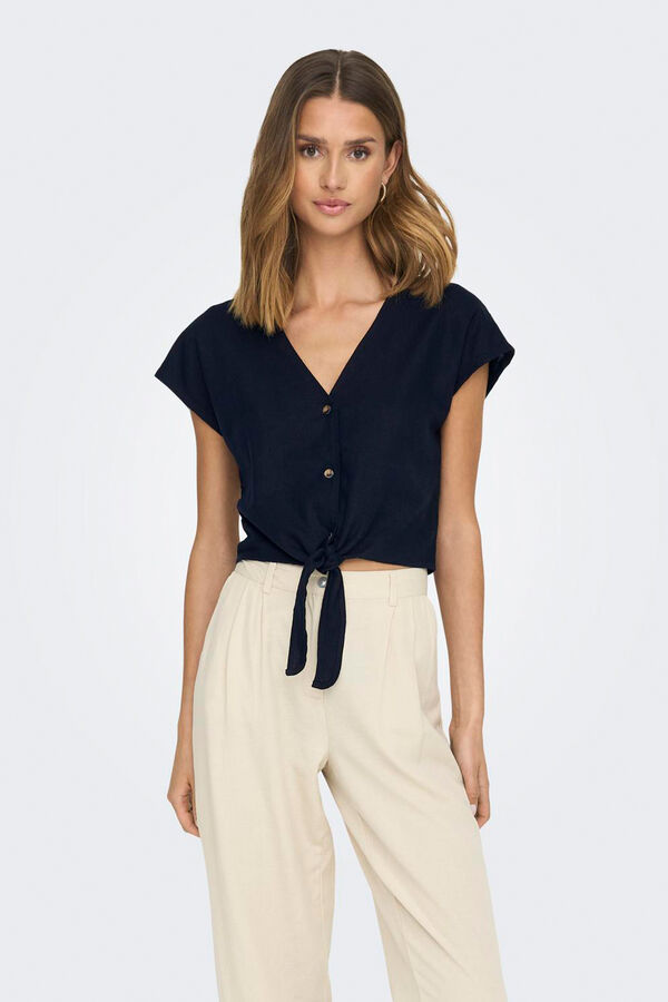 JDY Camisa manga corta nudo gris