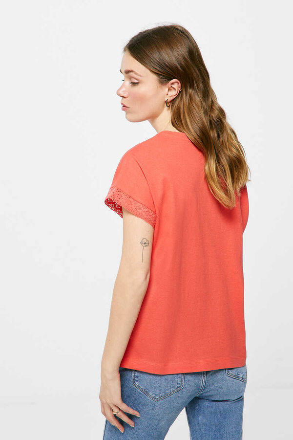 Springfield T-shirt lisa manga croché vermelho