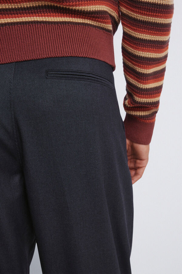 Springfield Pantal&oacute;n recto pliegues wide straight fit gris