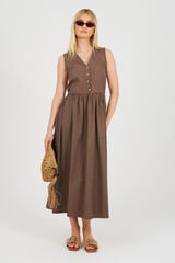 Brave Soul Vestido midi sem mangas cru