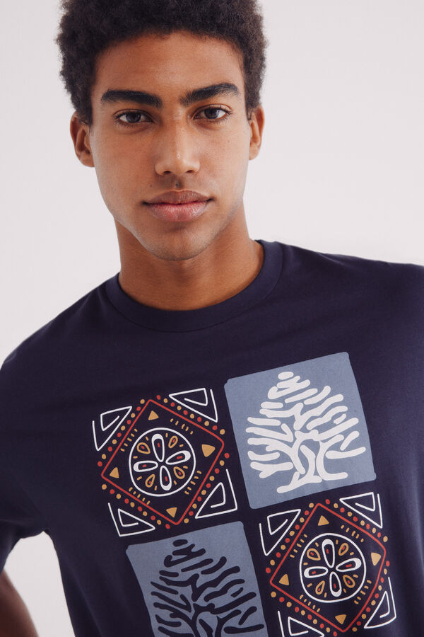 Springfield Camiseta &aacute;rbol &eacute;tnico azul