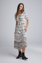 Springfield Vestido midi escote lazos marr&oacute;n