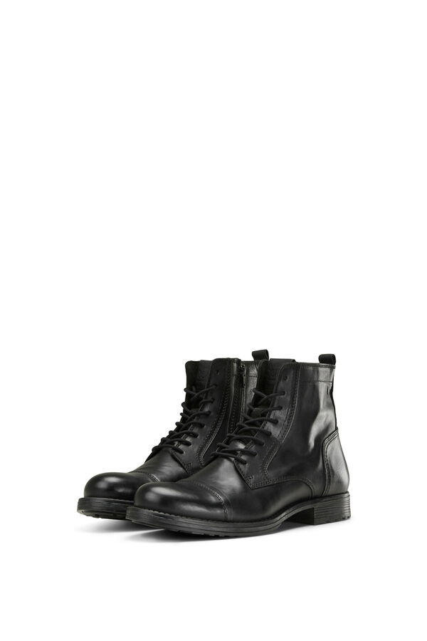 Jack & Jones Botas de pele com atacadores preto