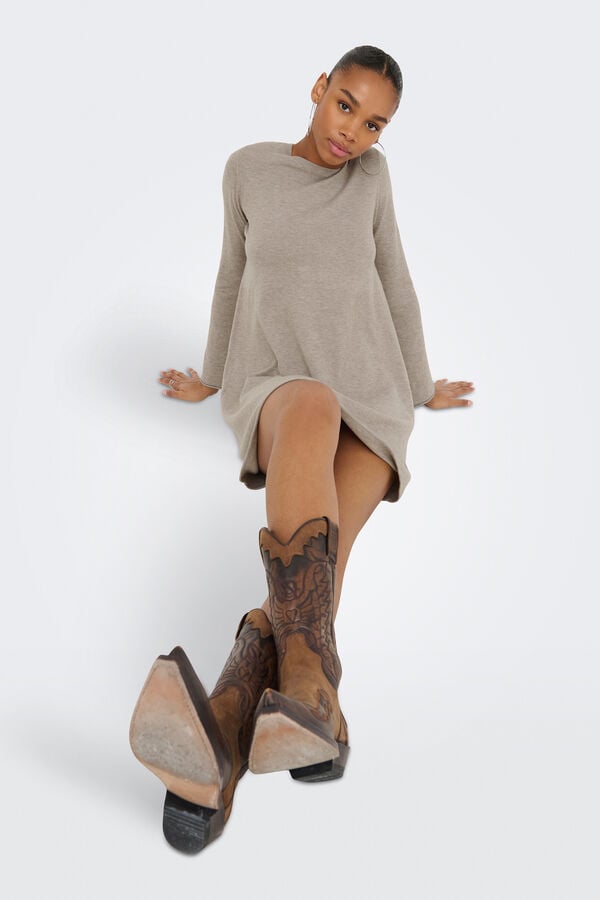 Only Vestido corto manga larga gris