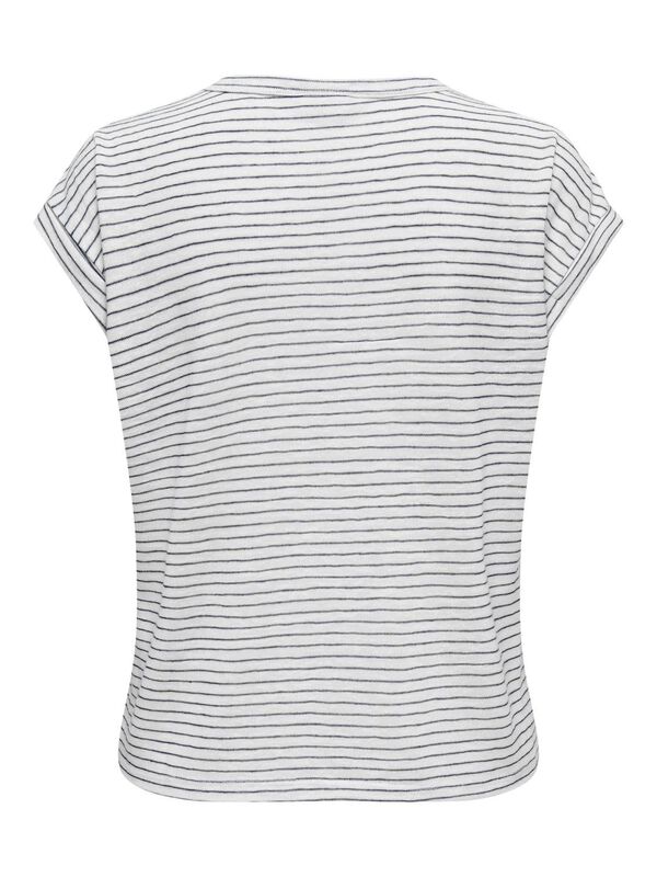 JDY T-shirt riscas manga curta branco