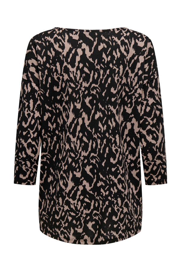 Only T-shirt de manga meia com estampa fluida  preto