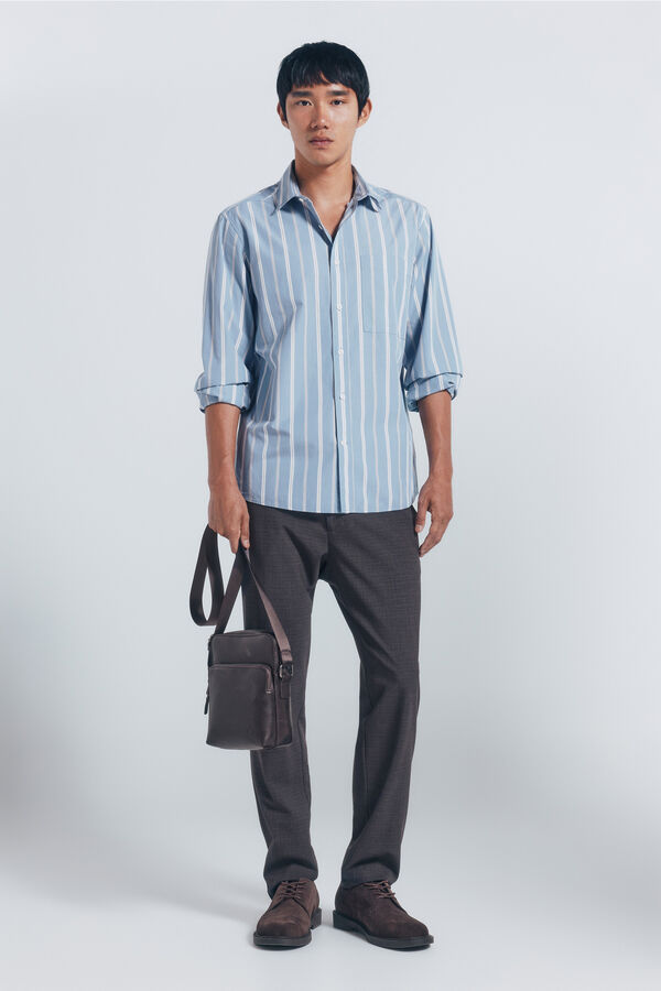 Springfield Camisa popel&iacute;n rayas azul