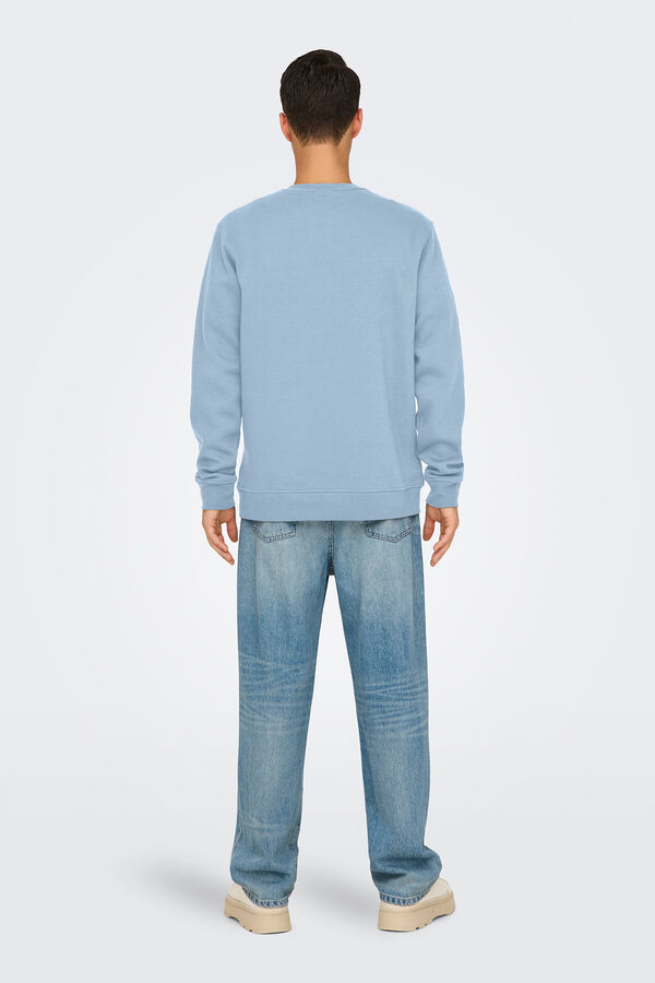 Only & Sons Sudadera de hombre de cuello redondo regular fit. azul