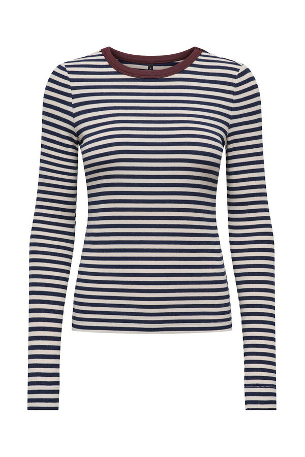 Only Camiseta de rayas manga larga azul