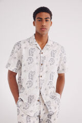 Springfield Camisa de manga curta bordada com flores branco