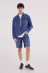 Springfield Bermuda jeans regular fit , lavagem média escura azul