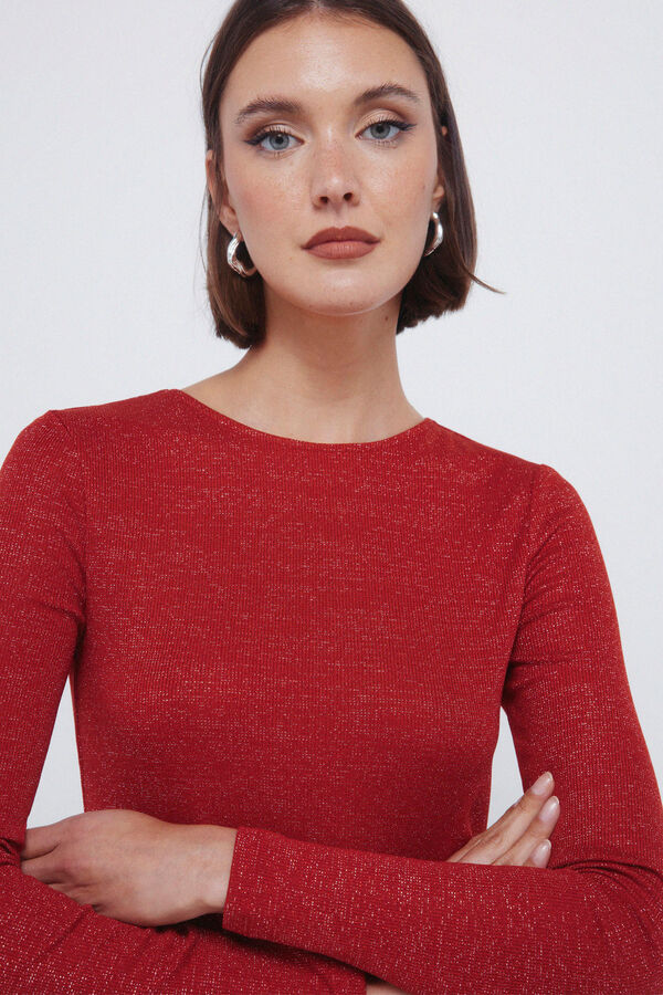 Springfield Camiseta lurex escote espalda rojo