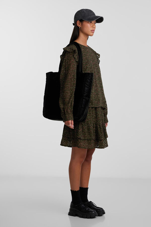 Pieces Blusa con volantes verde