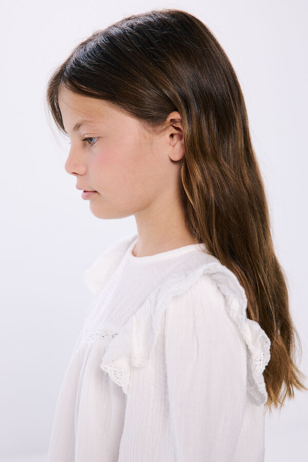 Springfield Kids Blusa bordada ni&ntilde;a blanco