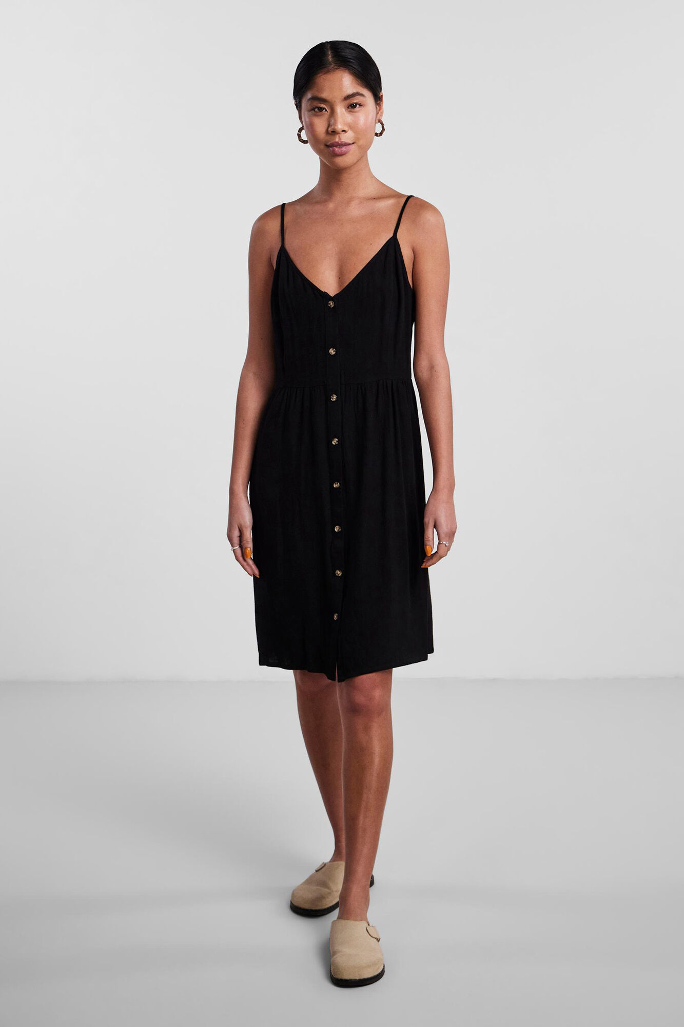 Pieces Vestido midi de al&ccedil;as com linho