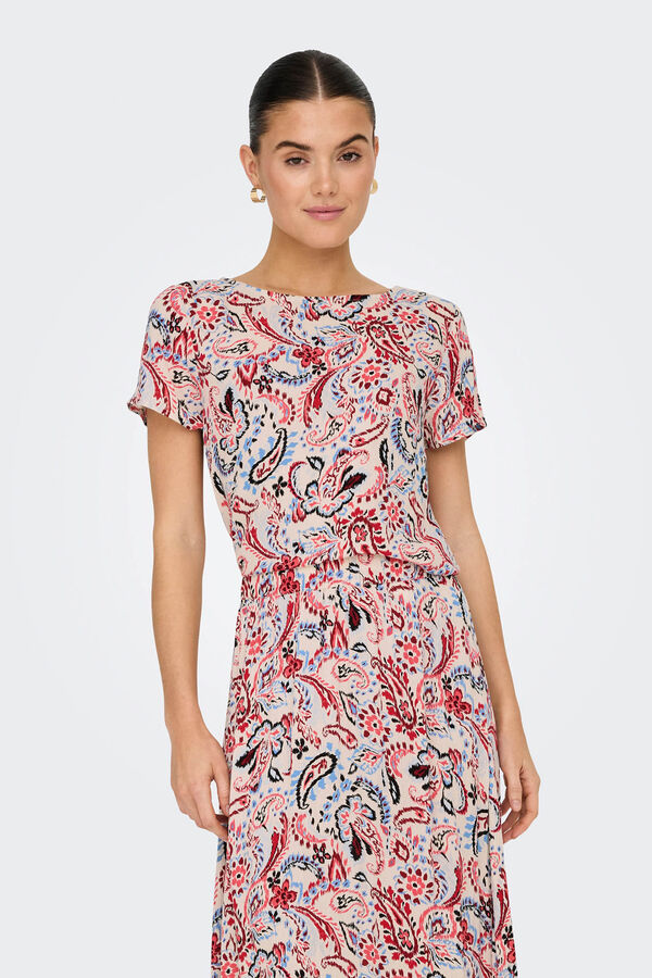 JDY Blusa manga curta estampada cru