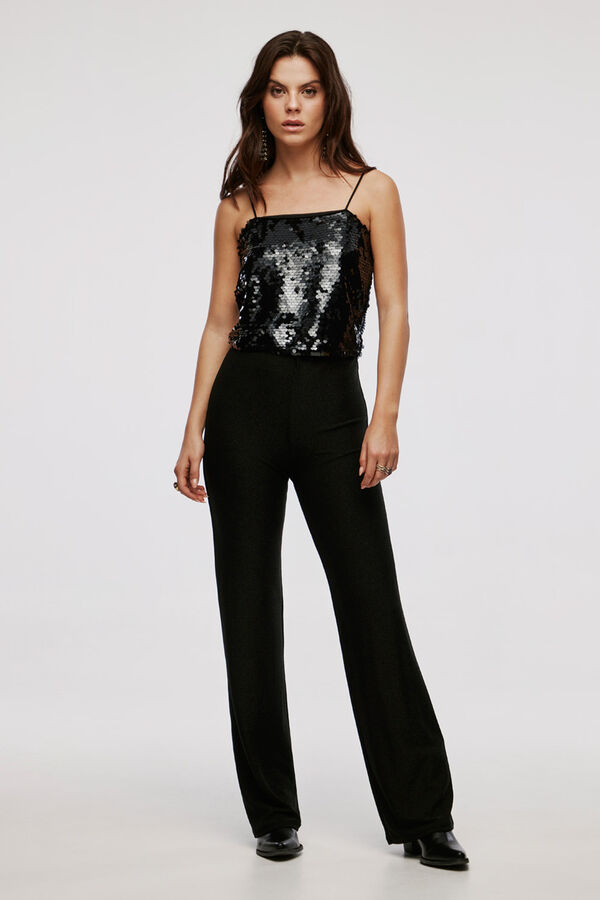 Jack & Jones Top de al&ccedil;as e lantejoulas preto