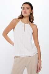 Springfield Top Escote Halter Crochet blanco