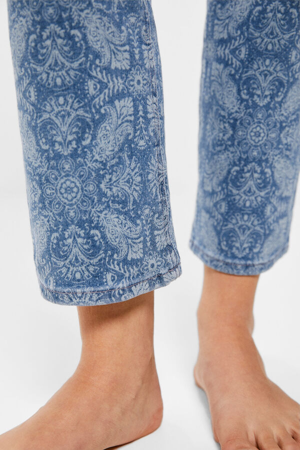 Springfield Jeans Kick Flare Estampado Lavagem Sustentável azul