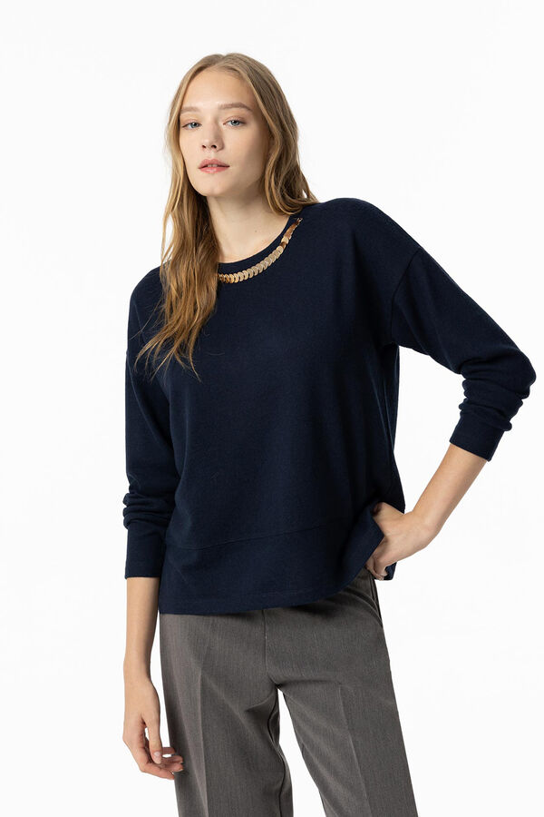 Tiffosi Camiseta De Punto con Aplicaci&oacute;n Met&aacute;lica azul