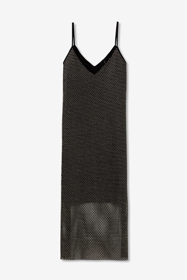 Tiffosi Vestido Comprido de Grelha com L&uacute;rex amarelo