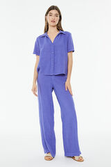 System Action Camisa de linho de manga curta  rosa