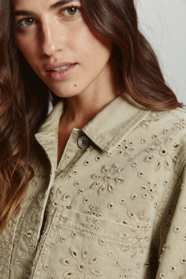 Only Jaqueta jeans curta com detalhes recortados cinzento