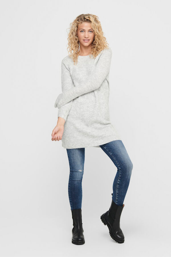 Only Vestido curto de malha canelada cinzento