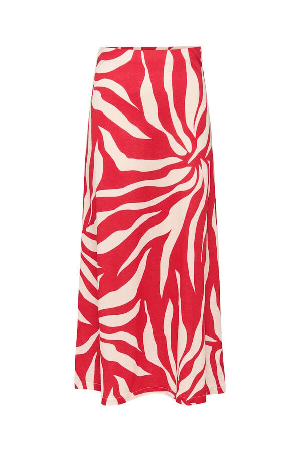 Only Saia comprida estampada vermelho