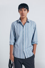 Springfield Camisa popel&iacute;n rayas azul