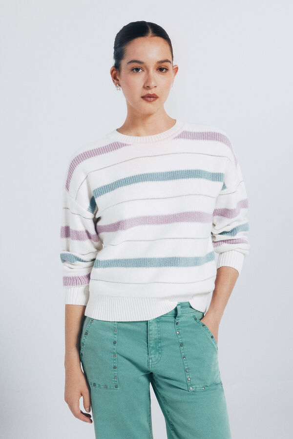 Springfield Jersey rayas lurex marfil