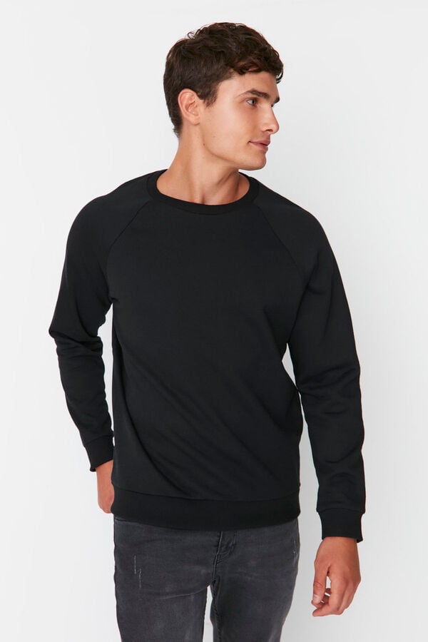 Trendyol Sweatshirt normal sem capuz  preto
