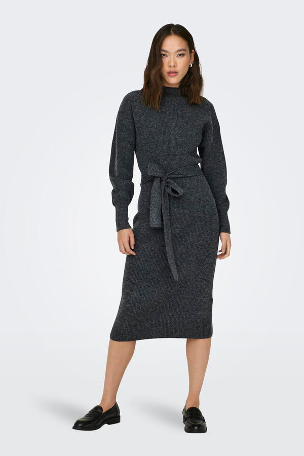 Only Vestido longo de lã cinzento