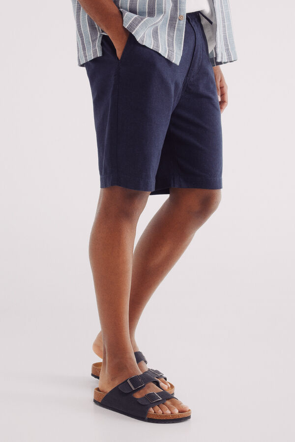 Springfield Bermudas de linho slim fit azul