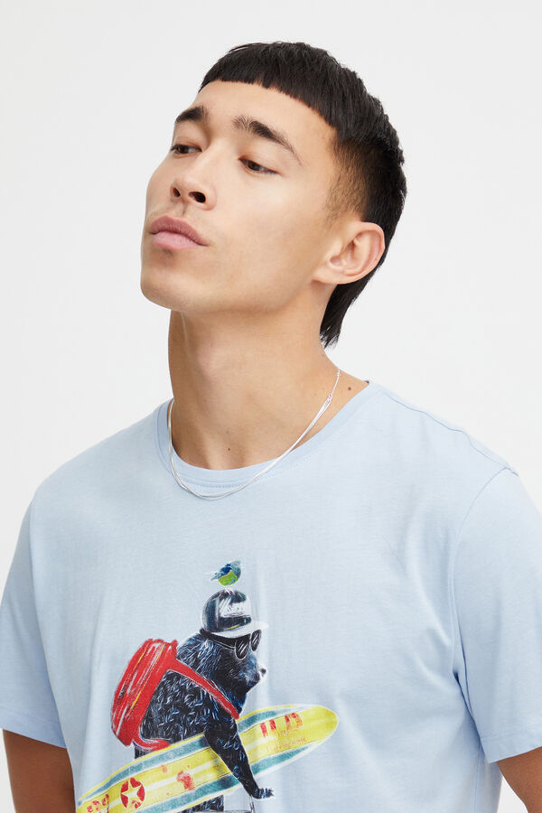Blend T-shirt Manga Curta - Fun Print  azul