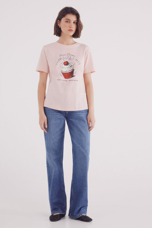 Springfield Camiseta "Cherry club" rosa