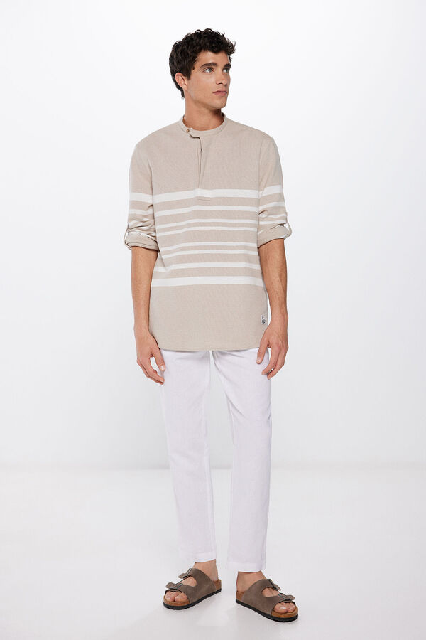 Springfield Camisa mao rayas horizontales beige