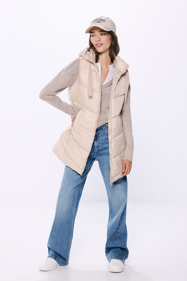 Springfield Colete acolchoado com capuz repelente &agrave; &aacute;gua castanho