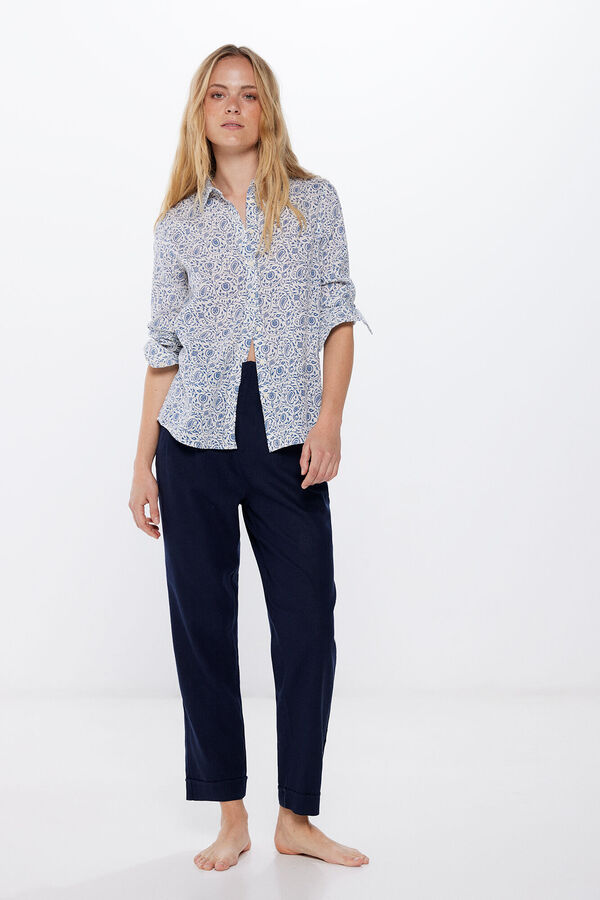 Springfield Camisa B&aacute;sica Algod&oacute;n Lino azul