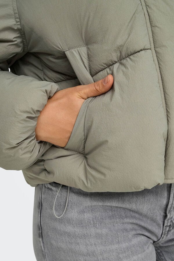 Only Casaco acolchoado com capuz cinzento