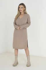 Springfield Vestido de punto oversize beige medio