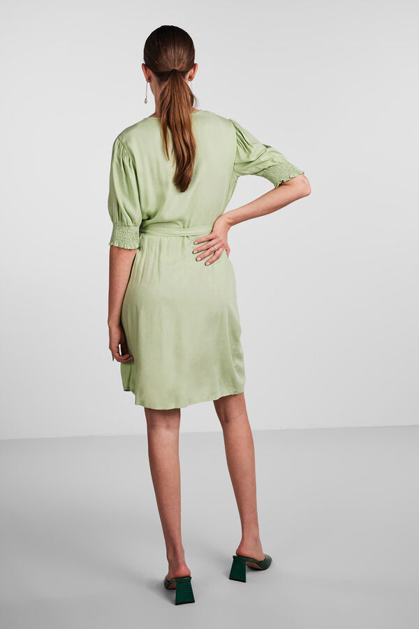 Pieces Vestido midi de manga curta. verde