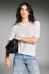 Only Top de malha com lantejoulas branco